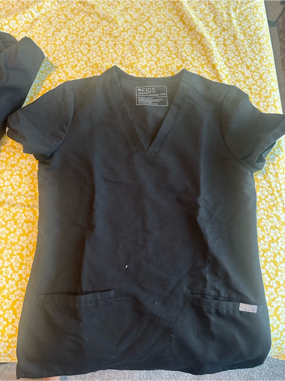 Figs Black V-Neck Medical Top